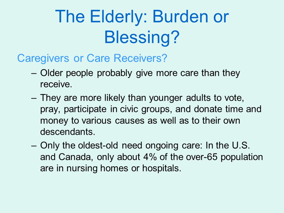 The elderly as a resource, not a burden